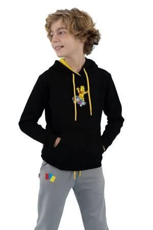 Haribo Hoodie Erkek Çocuk SweatShirt - HRBTXT317 Siyah - Thumbnail