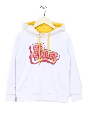 Haribo Hoodie Kız Çocuk SweatShirt - HRBTXT314 Beyaz - Thumbnail