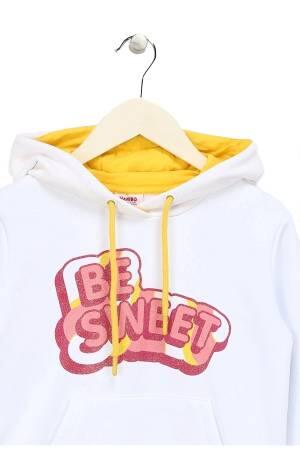 Haribo Hoodie Kız Çocuk SweatShirt - HRBTXT314 Beyaz - Thumbnail