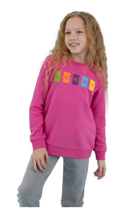 Haribo Kız Çocuk SweatShirt - HRBTXT309 Pembe