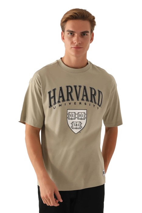 Harvard - Harvard Veritas Erkek T-Shirt - L1722-XS Açık Haki