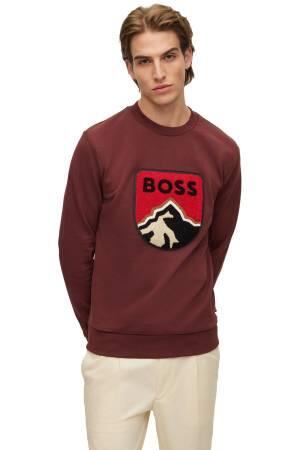 Havlu Aplikeli, Logolu Erkek SweatShirt - 50476984 Bordo - Thumbnail