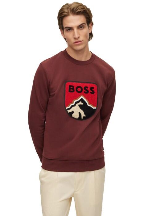 Havlu Aplikeli, Logolu Erkek SweatShirt - 50476984 Bordo