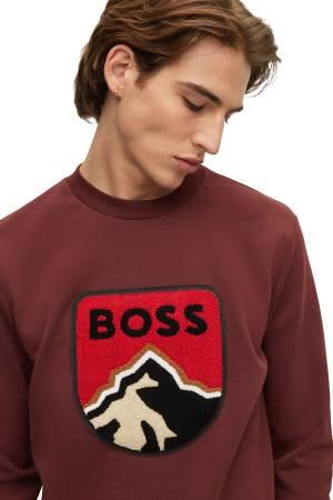 Havlu Aplikeli, Logolu Erkek SweatShirt - 50476984 Bordo - Thumbnail