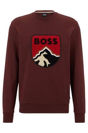 Havlu Aplikeli, Logolu Erkek SweatShirt - 50476984 Bordo - Thumbnail