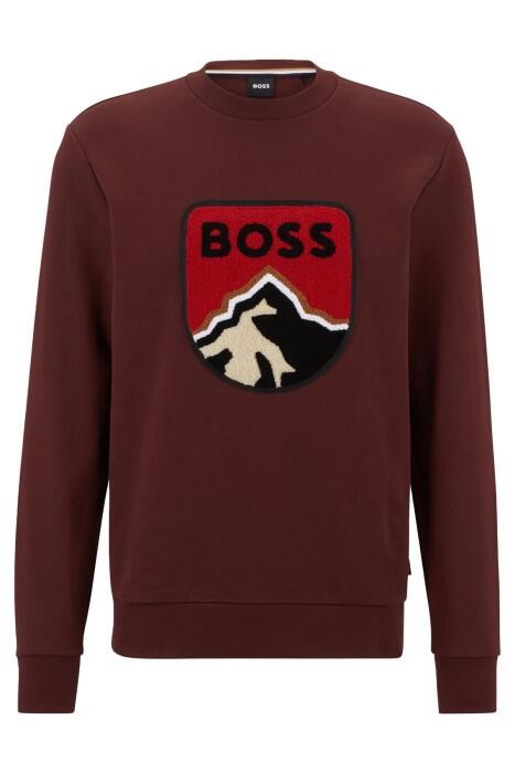 Havlu Aplikeli, Logolu Erkek SweatShirt - 50476984 Bordo