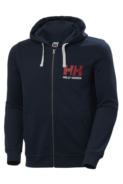 Helly Hansen Logo Full Zip Kapüşonlu Erkek SweatShirt - 34163 Lacivert