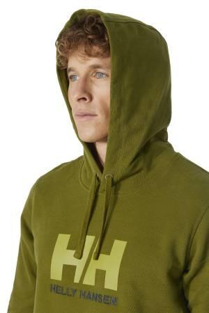 Helly Hansen Logo Kapüşonlu Erkek SweatShirt - 33977 Koyu Yeşil - Thumbnail
