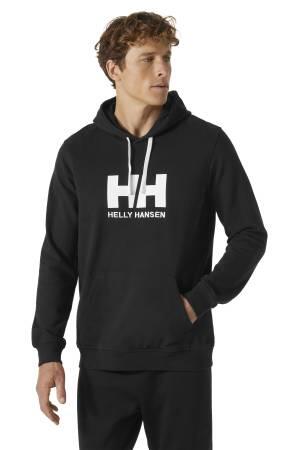 Helly Hansen Logo Kapüşonlu Erkek SweatShirt - 33977 Siyah - Thumbnail