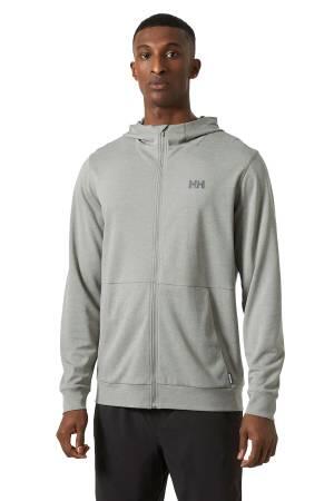 Hh Lifa Tech Lite Zip Erkek Kapüşonlu SweatShirt - 63267 Gri/Turuncu - Helly Hansen