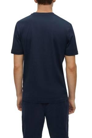 İmza Çizgili Logo Baskılı Erkek T-Shirt - 50486211 Koyu Mavi - Thumbnail