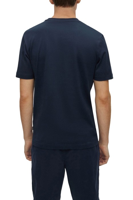 İmza Çizgili Logo Baskılı Erkek T-Shirt - 50486211 Koyu Mavi