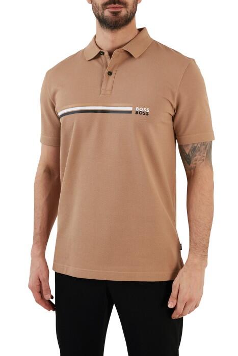 İmza Çizgili Ve Logolu Erkek Polo T-Shirt -50488266 Bej