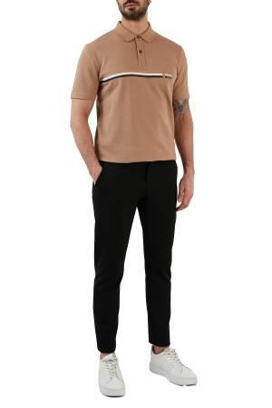 İmza Çizgili Ve Logolu Erkek Polo T-Shirt -50488266 Bej - Thumbnail