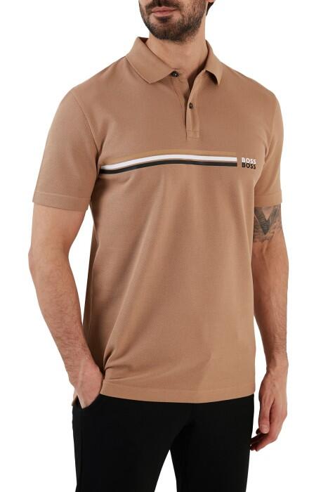 İmza Çizgili Ve Logolu Erkek Polo T-Shirt -50488266 Bej