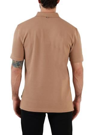 İmza Çizgili Ve Logolu Erkek Polo T-Shirt -50488266 Bej - Thumbnail