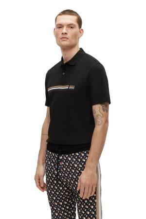 İmza Çizgili Ve Logolu Erkek Polo T-Shirt -50488266 Siyah - Thumbnail