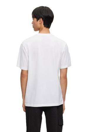 İmza Çizgili Ve Logolu Erkek T-Shirt -50494977 Beyaz - Thumbnail