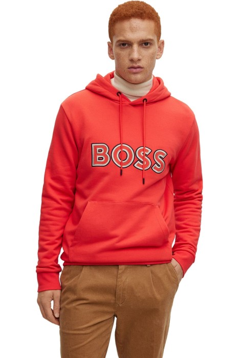 Boss - İşlemeli Kapüşonlu Erkek SweatShirt - 50476769 Kırmızı