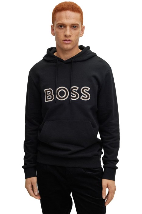 Boss - İşlemeli Kapüşonlu Erkek SweatShirt - 50476769 Siyah