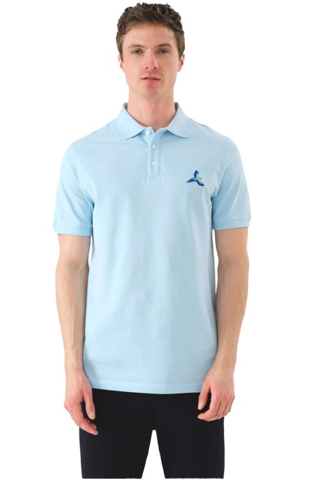 John Frank - John Frank İdentity Erkek Polo T-Shirt - JFTPOLO18 Açık Mavi