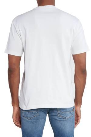 Kabarık Baskılı Çizgili Ve Logolu İnterlok Pamuklu Erkek T-Shirt - 50495687 Beyaz - Thumbnail