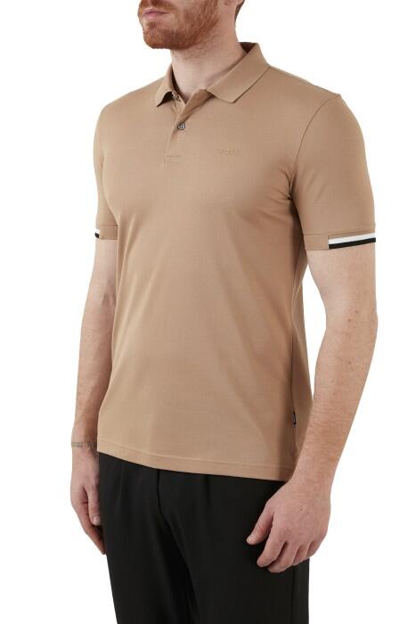 Boss - Kauçuk Logolu, Dar Kesim Polo T-Shirt - 50467113 Bej