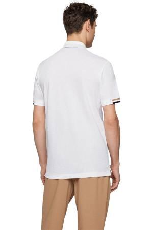 Kauçuk Logolu, Dar Kesim Polo T-Shirt - 50467113 Beyaz - Thumbnail