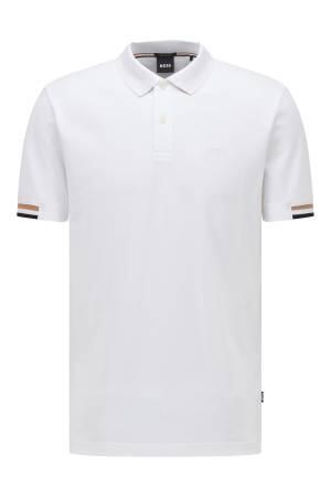Kauçuk Logolu, Dar Kesim Polo T-Shirt - 50467113 Beyaz - Thumbnail