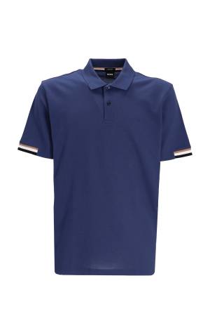 Kauçuk Logolu, Dar Kesim Polo T-Shirt - 50467113 Mavi - Thumbnail