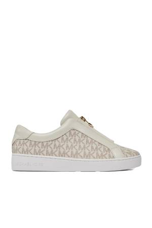 Keaton Logo-Print Kadın Sneaker - 43R4KTFP2B Krem/Taba - Michael Kors