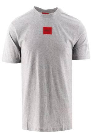 Kırmızı Logo Etiketli Normal Kesim Pamuklu T-Shirt - 50447978 Gri - Thumbnail