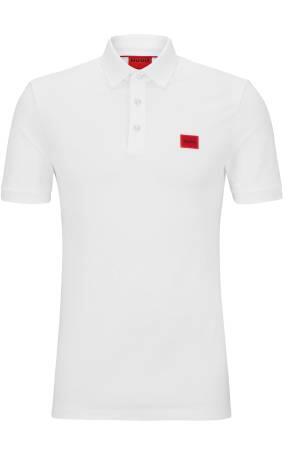 Kırmızı Logo Etiketli, Pamuklu Erkek Polo T-Shirt - 50490770 Beyaz - Thumbnail