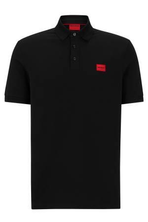 Kırmızı Logo Etiketli, Pamuklu Erkek Polo T-Shirt - 50490770 Siyah - Thumbnail