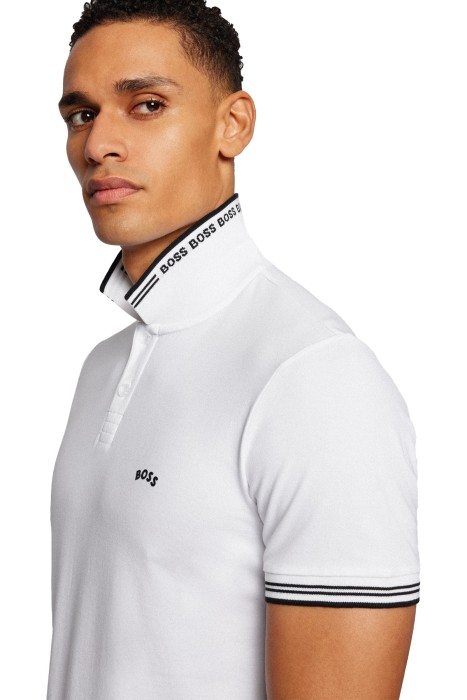 Kıvrımlı Logolu Streç Pamuklu Dar Kesim Polo T-Shirt- 50469210 Beyaz