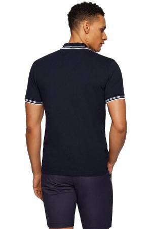 Kıvrımlı Logolu Streç Pamuklu Dar Kesim Polo T-Shirt- 50469210 Lacivert - Thumbnail