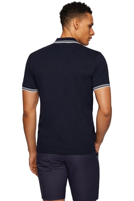 Kıvrımlı Logolu Streç Pamuklu Dar Kesim Polo T-Shirt- 50469210 Lacivert