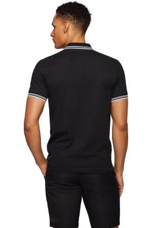 Kıvrımlı Logolu Streç Pamuklu Dar Kesim Polo T-Shirt- 50469210 Siyah - Thumbnail