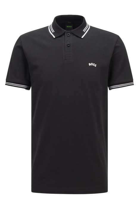 Kıvrımlı Logolu Streç Pamuklu Dar Kesim Polo T-Shirt- 50469210 Siyah