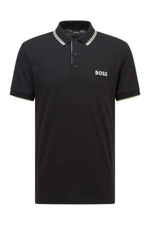 Kontrast Logolu, Pamuk Karışımlı Polo T-Shirt - 50469102 Siyah - Thumbnail