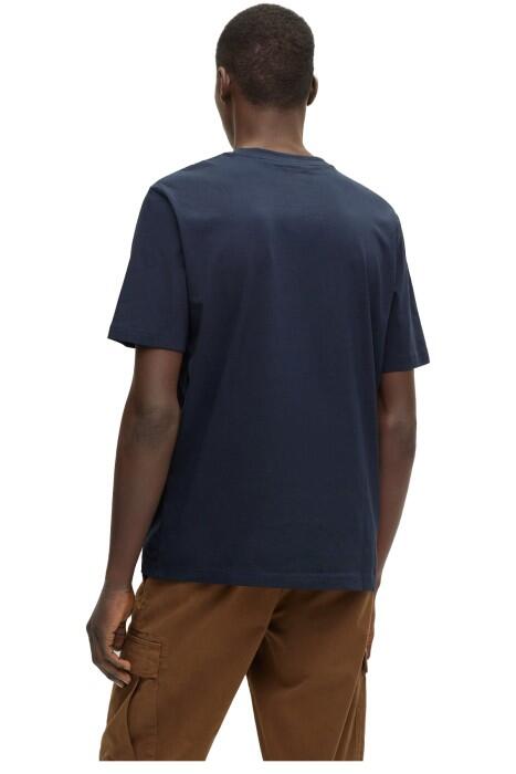 Kontrast Logolu Streç Pamuklu Erkek T-Shirt - 50483711 Koyu Mavi