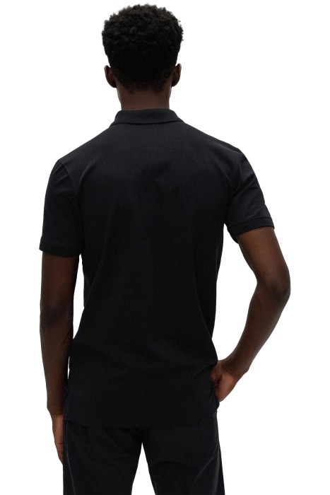 Kontrast Logolu Streç Pamuklu Polo T-Shirt - 50470547 Siyah