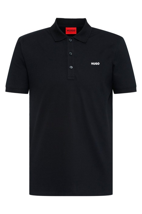 Kontrast Logolu Streç Pamuklu Polo T-Shirt - 50470547 Siyah