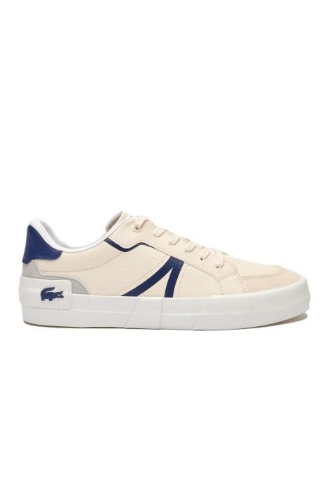 Lacoste - L004 Deri Erkek Ayakkabı - 746CMA0014 Kırık Beyaz/Lacivert