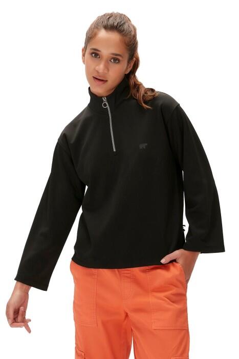 Lexi Half-Zip Kadın SweatShirt - 23.04.12.006 Siyah