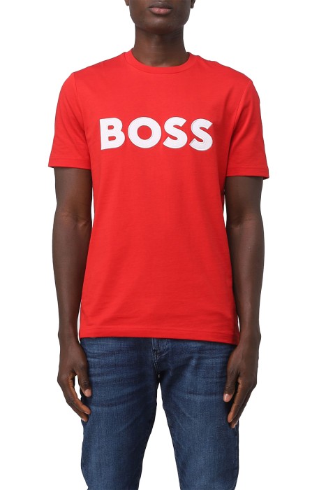 Boss - Logo Aplikeli Erkek T-Shirt - 50486200 Kırmızı