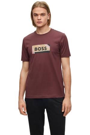 Logo Baskılı Erkek T-Shirt - 50486210 Bordo - Thumbnail