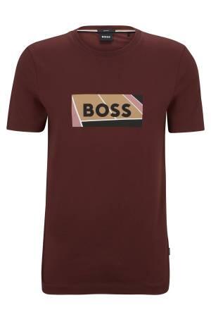 Logo Baskılı Erkek T-Shirt - 50486210 Bordo - Thumbnail