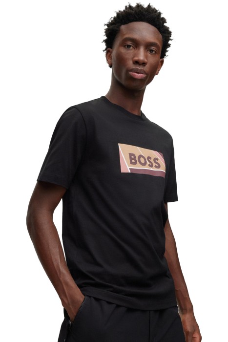 Boss - Logo Baskılı Erkek T-Shirt - 50486210 Siyah
