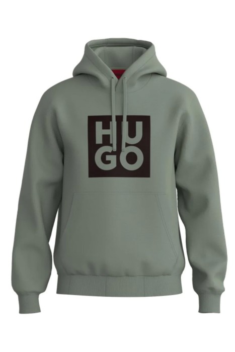 Hugo - Logo Baskılı, Pamuklu Erkek Kapüşonlu SweatShirt - 50495724 Haki